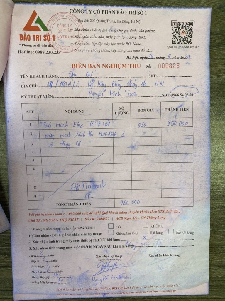Biên bản nghiệm thu cùng chế độ bảo hành dài hạn sẽ được đưa cho khách hàng sau khi thanh toán chi phí sửa bếp từ giá rẻ Biên bản nghiệm thu cùng chế độ bảo hành dài hạn sẽ được đưa cho khách hàng sau khi thanh toán chi phí sửa bếp từ giá rẻ